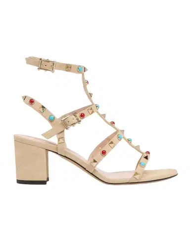 Valentino Garavani 60mm Rockstud Suede City Sandals | Thumbnail 1 Valentino Garavani 60mm Rockstud Suede City Sandals | Thumbnail 1