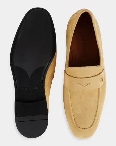 Ferragamo Men 's Tiberio Suede Penny Loafers | Thumbnail 4 Ferragamo Men 's Tiberio Suede Penny Loafers | Thumbnail 4