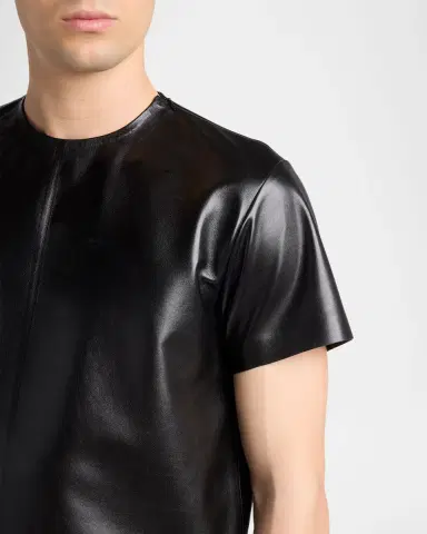 Tom Ford Men's Napa Leather Short-Sleeve Shirt | Thumbnail 5 Tom Ford Men's Napa Leather Short-Sleeve Shirt | Thumbnail 5