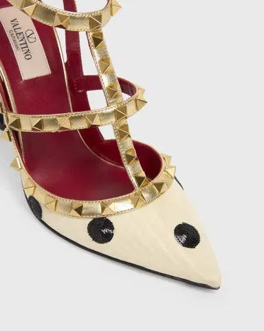 Valentino Garavani 100mm Rockstud Sequined Metallic Leather Caged Pumps | Thumbnail 3 Valentino Garavani 100mm Rockstud Sequined Metallic Leather Caged Pumps | Thumbnail 3