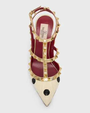 Valentino Garavani 100mm Rockstud Sequined Metallic Leather Caged Pumps | Thumbnail 4 Valentino Garavani 100mm Rockstud Sequined Metallic Leather Caged Pumps | Thumbnail 4
