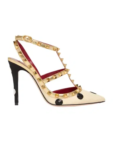 Valentino Garavani 100mm Rockstud Sequined Metallic Leather Caged Pumps | Thumbnail 1 Valentino Garavani 100mm Rockstud Sequined Metallic Leather Caged Pumps | Thumbnail 1