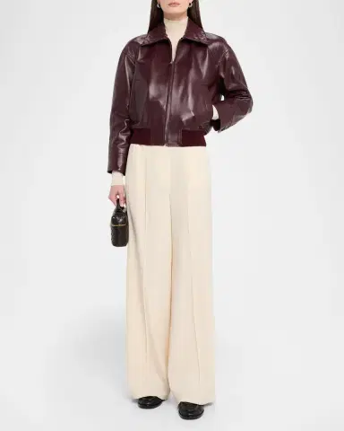 Bottega Veneta Intrecciato Collar Leather Bomber Jacket | Thumbnail 2 Bottega Veneta Intrecciato Collar Leather Bomber Jacket | Thumbnail 2