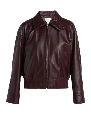 Bottega Veneta Intrecciato Collar Leather Bomber Jacket | Thumbnail 1 Bottega Veneta Intrecciato Collar Leather Bomber Jacket | Thumbnail 1