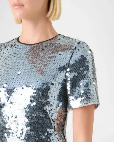 Akris Lucid Sequined Tulle Short-Sleeve Dress | Thumbnail 5 Akris Lucid Sequined Tulle Short-Sleeve Dress | Thumbnail 5