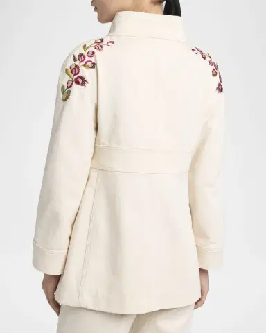 Valentino Garavani Floral Embroidered Double-Breasted Denim Jacket | Thumbnail 3 Valentino Garavani Floral Embroidered Double-Breasted Denim Jacket | Thumbnail 3