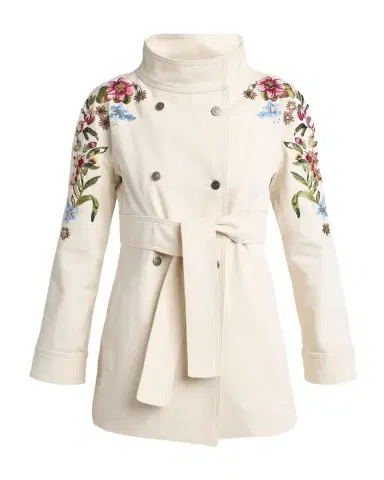 Valentino Garavani Floral Embroidered Double-Breasted Denim Jacket | Thumbnail 1 Valentino Garavani Floral Embroidered Double-Breasted Denim Jacket | Thumbnail 1