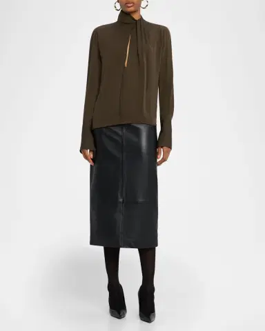 TOM FORD Twisted-Neck Silk Long-Sleeve Shirt | Thumbnail 2 TOM FORD Twisted-Neck Silk Long-Sleeve Shirt | Thumbnail 2