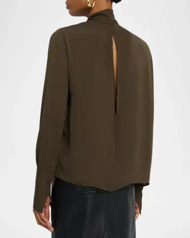 TOM FORD Twisted-Neck Silk Long-Sleeve Shirt | Thumbnail 3 TOM FORD Twisted-Neck Silk Long-Sleeve Shirt | Thumbnail 3