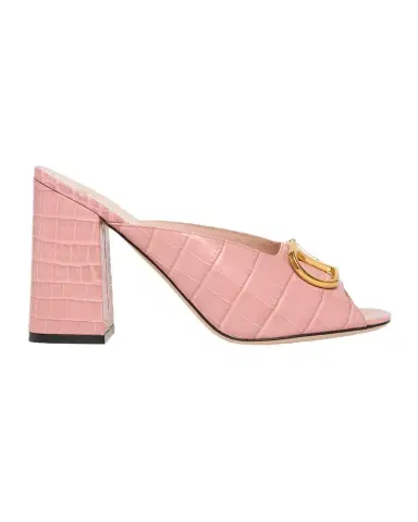 Valentino Garavani 95mm VLogo Signature Croc-Embossed Leather Mules | Thumbnail 1 Valentino Garavani 95mm VLogo Signature Croc-Embossed Leather Mules | Thumbnail 1
