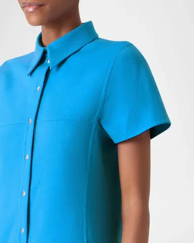 Akris Short-Sleeve Cotton-Silk Polo Dress | Thumbnail 5 Akris Short-Sleeve Cotton-Silk Polo Dress | Thumbnail 5