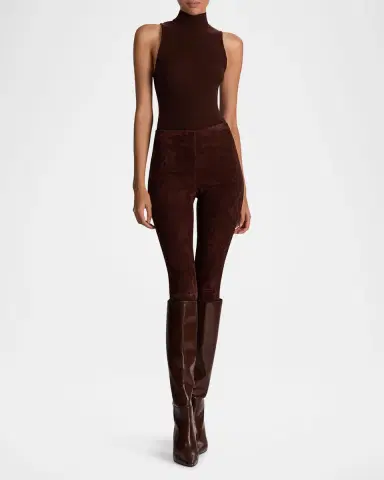 ALICE + OLIVIA Lennox Mid-Rise Suede Leggings | Thumbnail 2 ALICE + OLIVIA Lennox Mid-Rise Suede Leggings | Thumbnail 2