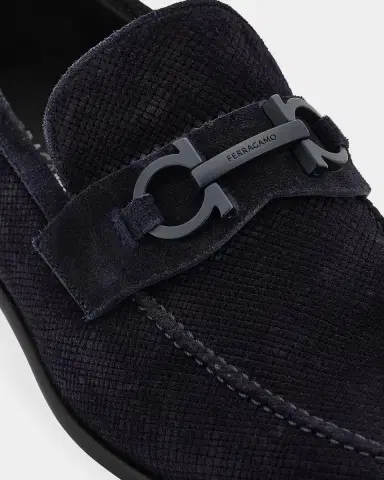 Ferragamo Men 's Foster Textured Suede Gancini Bit Loafers | Thumbnail 4 Ferragamo Men 's Foster Textured Suede Gancini Bit Loafers | Thumbnail 4