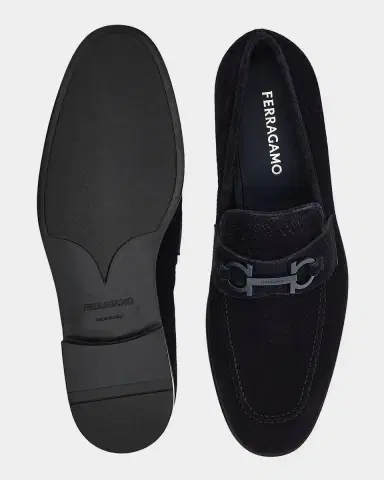 Ferragamo Men 's Foster Textured Suede Gancini Bit Loafers | Thumbnail 6 Ferragamo Men 's Foster Textured Suede Gancini Bit Loafers | Thumbnail 6