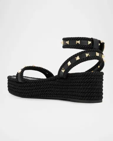 Valentino Garavani 45mm Rockstud Torchon Ankle Strap Espadrille Sandals | Thumbnail 4 Valentino Garavani 45mm Rockstud Torchon Ankle Strap Espadrille Sandals | Thumbnail 4