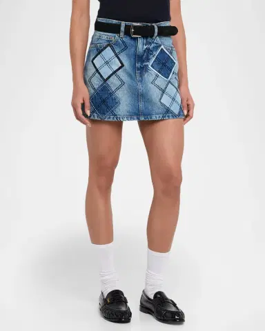 Marc Jacobs Argyle Patchwork Denim Mini Skirt | Thumbnail 4 Marc Jacobs Argyle Patchwork Denim Mini Skirt | Thumbnail 4