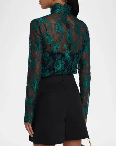 Valentino Garavani Floral Lace High-Neck Top | Thumbnail 2 Valentino Garavani Floral Lace High-Neck Top | Thumbnail 2