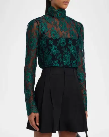 Valentino Garavani Floral Lace High-Neck Top | Thumbnail 3 Valentino Garavani Floral Lace High-Neck Top | Thumbnail 3