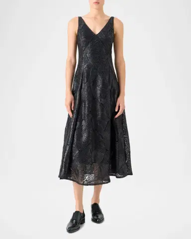 Akris Lacquered Sea Faille Sleeveless Midi Dress | Thumbnail 3 Akris Lacquered Sea Faille Sleeveless Midi Dress | Thumbnail 3