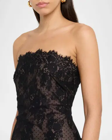 Retrofête Vespera Strapless Lace Dress | Thumbnail 5 Retrofête Vespera Strapless Lace Dress | Thumbnail 5