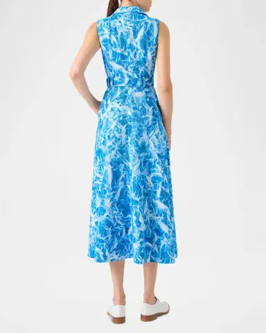 Akris Whitecaps Print Denim Belted Midi Shirtdress | Thumbnail 3 Akris Whitecaps Print Denim Belted Midi Shirtdress | Thumbnail 3
