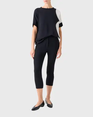 Akris Silk-Front Short-Sleeve Sweater | Thumbnail 2 Akris Silk-Front Short-Sleeve Sweater | Thumbnail 2