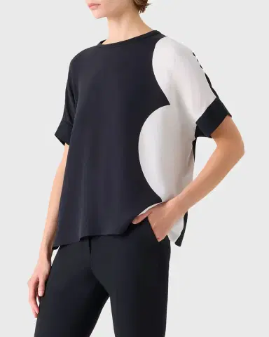 Akris Silk-Front Short-Sleeve Sweater | Thumbnail 4 Akris Silk-Front Short-Sleeve Sweater | Thumbnail 4