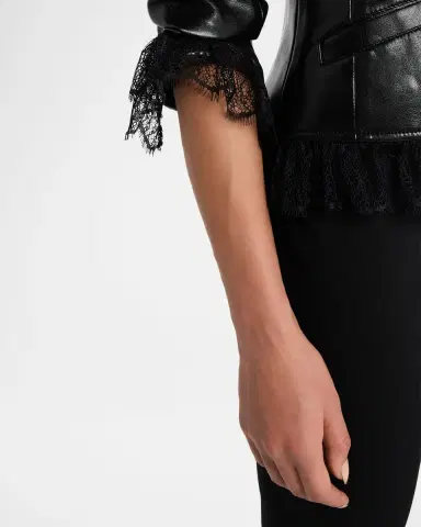 Cinq a Sept Lace-Trim Vegan Leather Blazer | Thumbnail 5 Cinq a Sept Lace-Trim Vegan Leather Blazer | Thumbnail 5