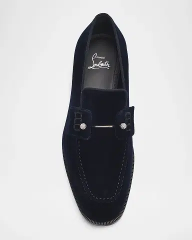 Christian Louboutin Men's Chambelimoc Night Strass Velvet Loafers | Thumbnail 4 Christian Louboutin Men's Chambelimoc Night Strass Velvet Loafers | Thumbnail 4