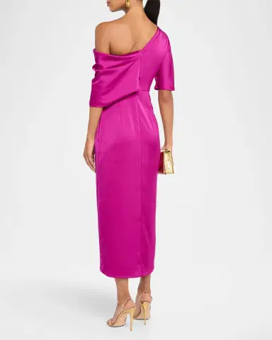 Theia Rayna Draped One-Shoulder High-Low Gown | Thumbnail 3 Theia Rayna Draped One-Shoulder High-Low Gown | Thumbnail 3