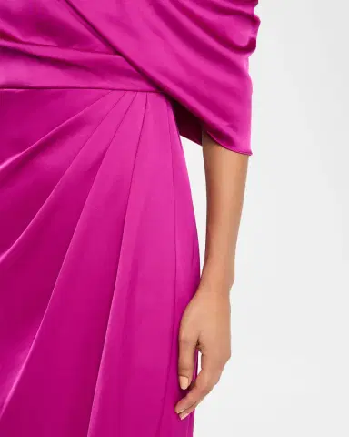 Theia Rayna Draped One-Shoulder High-Low Gown | Thumbnail 5 Theia Rayna Draped One-Shoulder High-Low Gown | Thumbnail 5