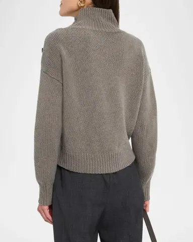 Yves Salomon Buttoned Wool-Cashmere Sweater | Thumbnail 3 Yves Salomon Buttoned Wool-Cashmere Sweater | Thumbnail 3