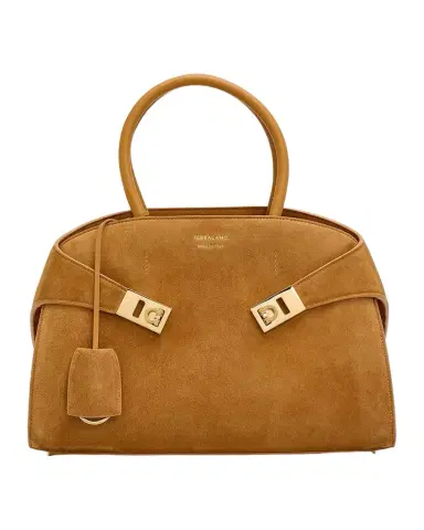 Ferragamo Hug Medium Suede Handbag | Thumbnail 1 Ferragamo Hug Medium Suede Handbag | Thumbnail 1
