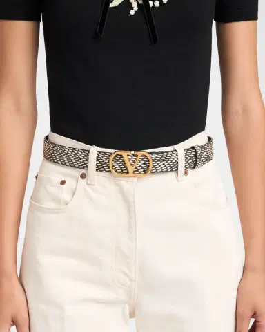Valentino Garavani VLogo Signature Python Belt, 30mm | Thumbnail 2 Valentino Garavani VLogo Signature Python Belt, 30mm | Thumbnail 2
