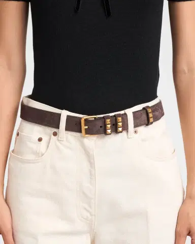 Valentino Garavani Rockstud Suede Belt, 30mm | Thumbnail 2 Valentino Garavani Rockstud Suede Belt, 30mm | Thumbnail 2