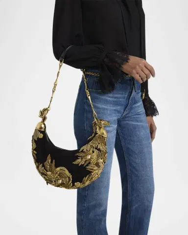 Chloé Chain Horse Bead-Embroidered Shoulder Bag in Suede | Thumbnail 2 Chloé Chain Horse Bead-Embroidered Shoulder Bag in Suede | Thumbnail 2