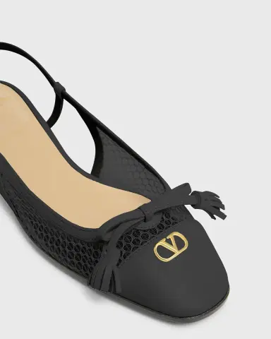 Valentino Garavani 25mm VLogo Signature Valet Mesh and Leather Ballerina Flats | Thumbnail 3 Valentino Garavani 25mm VLogo Signature Valet Mesh and Leather Ballerina Flats | Thumbnail 3