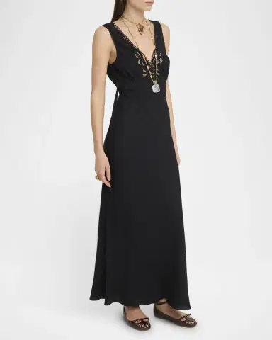 Chloé Silk Jacquard & Lace Sleeveless Column Dress | Thumbnail 4 Chloé Silk Jacquard & Lace Sleeveless Column Dress | Thumbnail 4