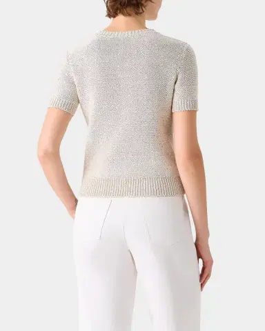 Akris Paillette Linen-Cotton Short-Sleeve Sweater | Thumbnail 3 Akris Paillette Linen-Cotton Short-Sleeve Sweater | Thumbnail 3