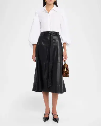 Tanya Taylor Hudley Vegan Leather Midi Skirt | Thumbnail 2 Tanya Taylor Hudley Vegan Leather Midi Skirt | Thumbnail 2