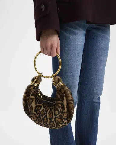 Chloé Bracelet Hobo Bag in Leopard-Print Shearling | Thumbnail 2 Chloé Bracelet Hobo Bag in Leopard-Print Shearling | Thumbnail 2