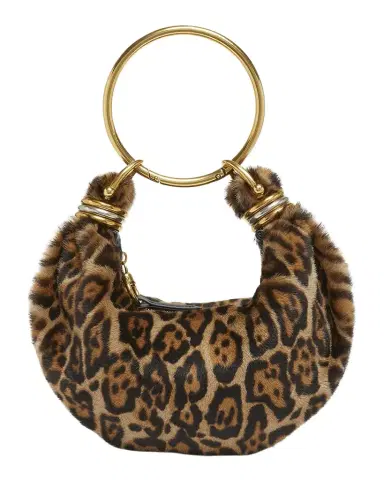 Chloé Bracelet Hobo Bag in Leopard-Print Shearling | Thumbnail 1 Chloé Bracelet Hobo Bag in Leopard-Print Shearling | Thumbnail 1