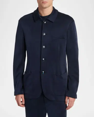 Giorgio Armani Men 's Cupro Blend Patch-Pocket Blazer | Thumbnail 4 Giorgio Armani Men 's Cupro Blend Patch-Pocket Blazer | Thumbnail 4