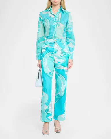 Pucci Orchidee-Print Straight-Leg Cotton Pants | Thumbnail 2 Pucci Orchidee-Print Straight-Leg Cotton Pants | Thumbnail 2