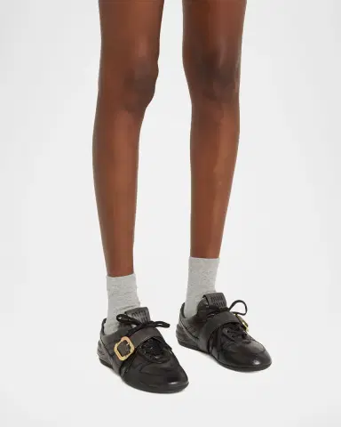 Miu Miu Allacciate Leather Buckle Low-Top Sneakers | Thumbnail 2 Miu Miu Allacciate Leather Buckle Low-Top Sneakers | Thumbnail 2