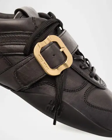 Miu Miu Allacciate Leather Buckle Low-Top Sneakers | Thumbnail 5 Miu Miu Allacciate Leather Buckle Low-Top Sneakers | Thumbnail 5
