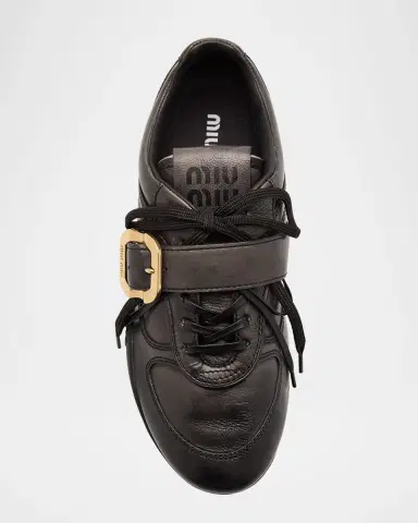 Miu Miu Allacciate Leather Buckle Low-Top Sneakers | Thumbnail 6 Miu Miu Allacciate Leather Buckle Low-Top Sneakers | Thumbnail 6