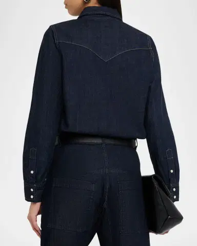 Nili Lotan Travis Denim Western Shirt | Thumbnail 3 Nili Lotan Travis Denim Western Shirt | Thumbnail 3