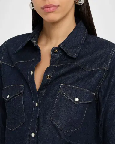 Nili Lotan Travis Denim Western Shirt | Thumbnail 5 Nili Lotan Travis Denim Western Shirt | Thumbnail 5