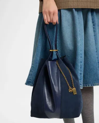 Chloé Spin Tote Bag in Grain Leather & Suede | Thumbnail 2 Chloé Spin Tote Bag in Grain Leather & Suede | Thumbnail 2